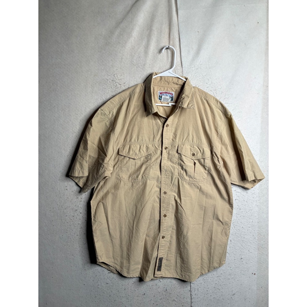 Field & Stream Mens XL Tan Khaki Short Sleeve Fishing Utility Shirt SPR024